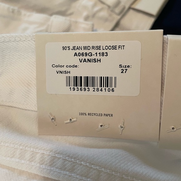 AGOLDE 90s Mid- high rise (13”) Loose Fit Jeans in WHITE VANISH spring vacation - Picture 12 of 15